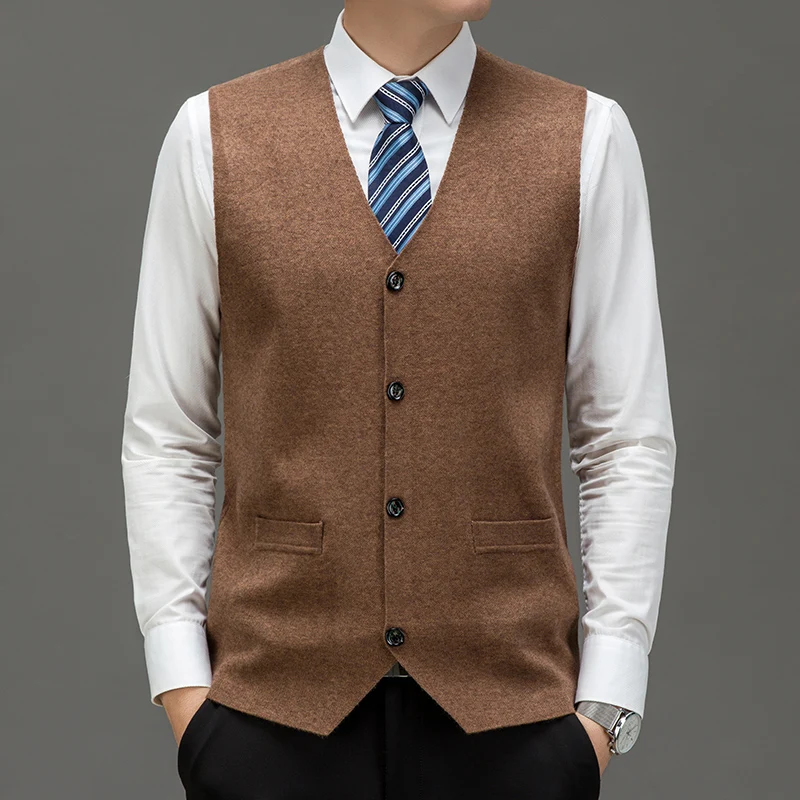 Мужской кардиган жилет новинка 2024 однобортный вязаный классический свитер с