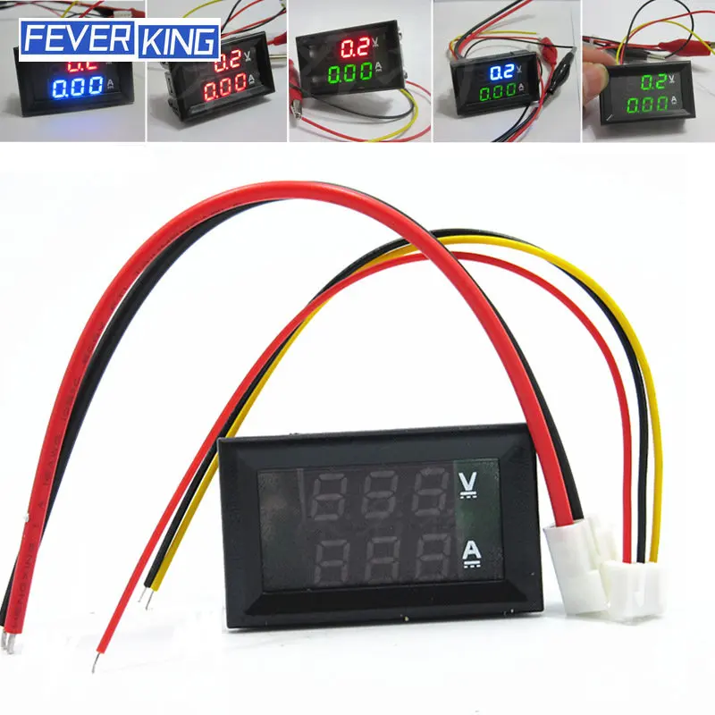 

Mini Digital Voltmeter Ammeter DC 100V 1A 10A 50A 100A Panel Amp Volt Voltage Current Meter Tester 0.28" Blue Red Dual LED