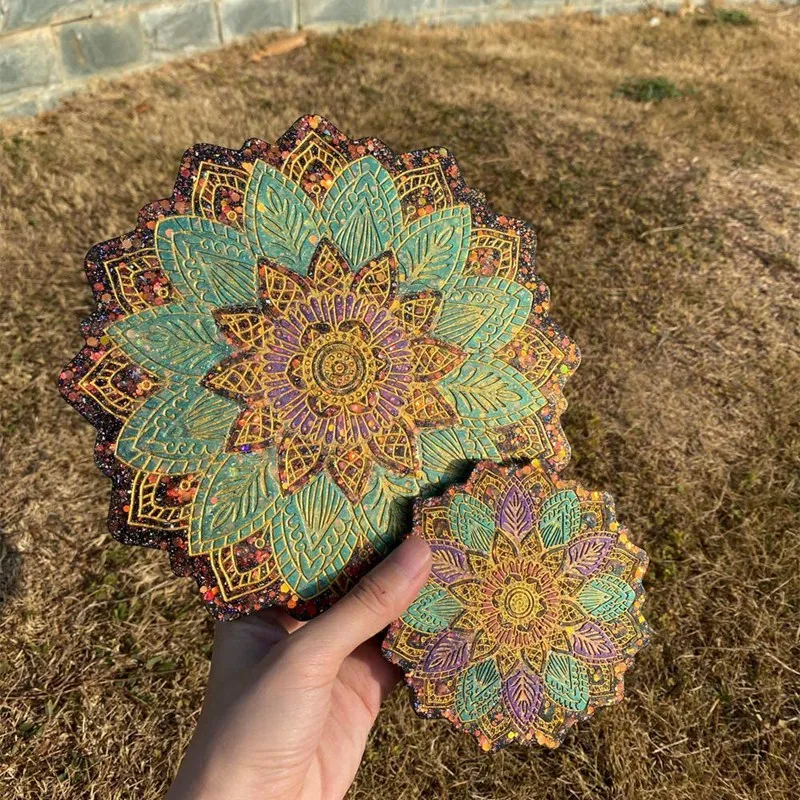 5 шт. смоляные формы для подставок мандалы лотков смолы силиконовые из эпоксидной