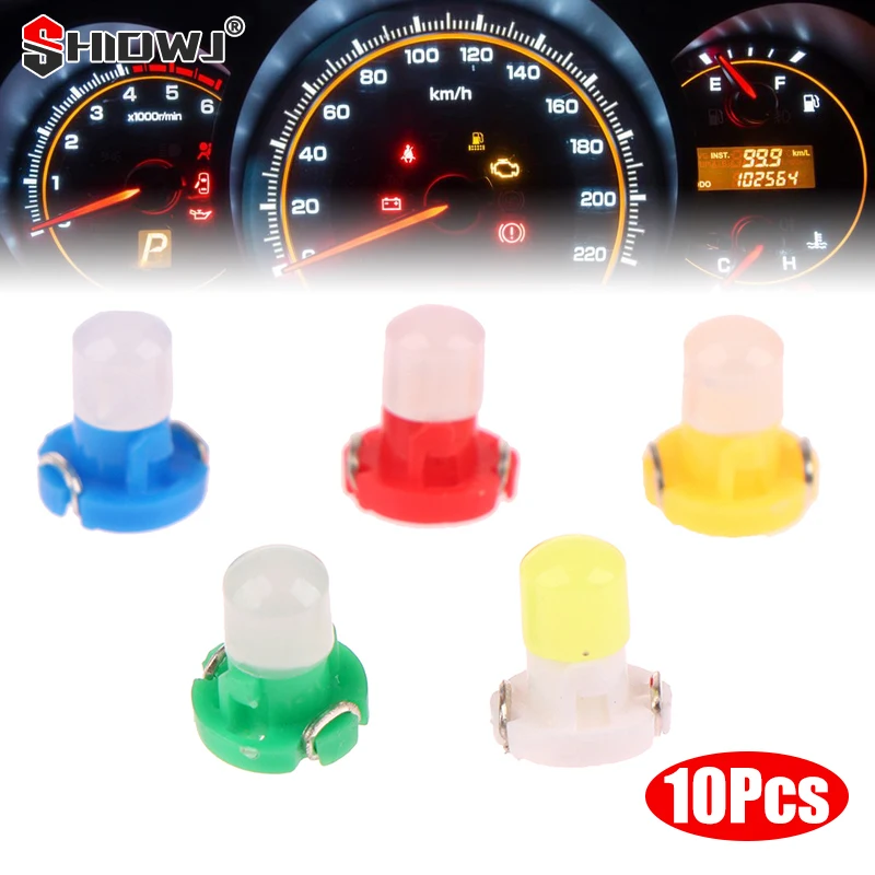 

10Pcs T3 Dash Indicator Light Panel Bulb COB 1SMD Wedge LED Instrument Dashboard Lamp Automobiles Interior Accessories 5-Colors