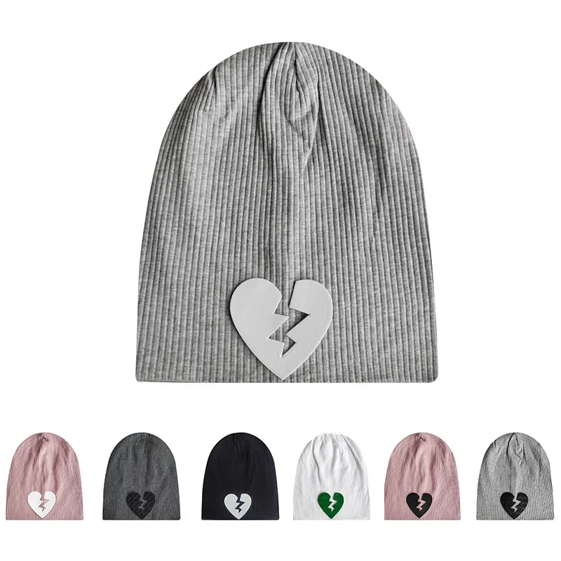 

Women Heart Accessory Style Bonnet Beanie Spring Autumn Ribbed Beanies Hat Casual Hip Hop Skullies Hat Knitted Solid Color Cap