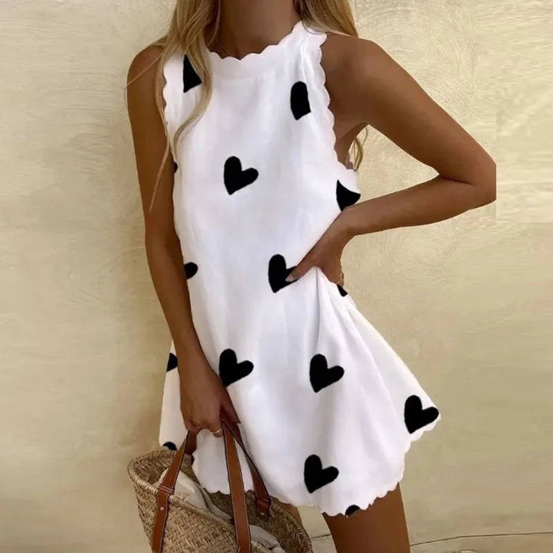 

2022 Sexy Dress Women Summer Fashion Solid O Neck Sleeveless Party Dress Women Casual Loose Ladies Mini Dress New