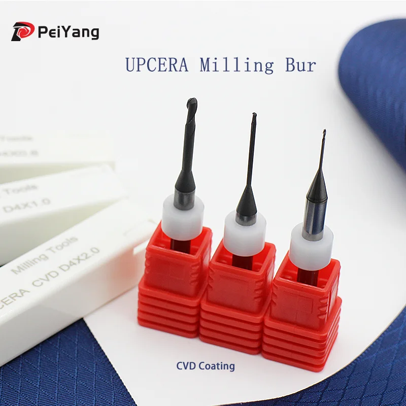 Фото Фрезы UPCERA Diamond CVD DC с покрытием для фрезерования и сверления, стоматологические фрезы для резки воска и PMMA, фреза D4 для CAD/CAM №1