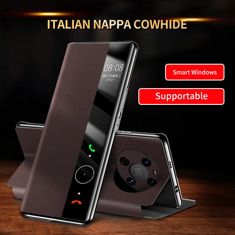 Чехол-книжка из воловьей кожи для Оригинальный смарт-флип-чехол из воловьей кожи для Huawei Mate 50 Pro 50 Pro 40 40 Pro 30 30 Pro Дизайнерская роскошная магнитная задняя крышка книги
