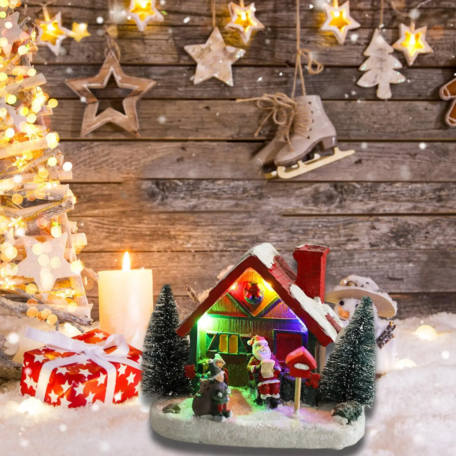 

Светящийся дом, статуэтка, миниатюрная деревня, светодиодная Фотополимерная коллекция для двери, семейного праздника, дома, рождества