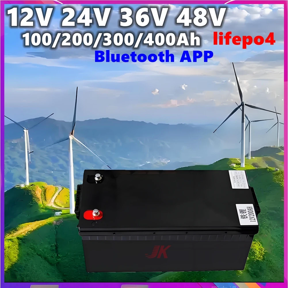 12V 24V 36V 48V 100AH 200AH 300Ah 400Ah lifepo4 lithium battery bluetooth BMS APP for solar inverter EV Fishing boat RV .Outdoor