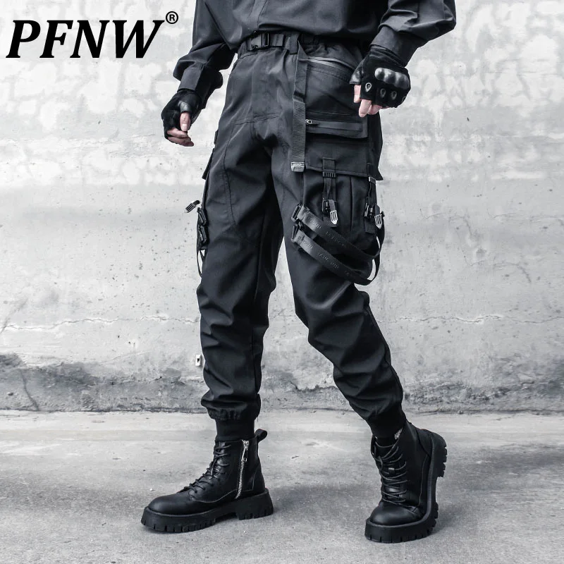 

PFNW Autumn New Men's Darkwear Design Fashion Functional Ribbon Cargo Pants Spring Tactical Overalls Leggings Trousers 12Z1907