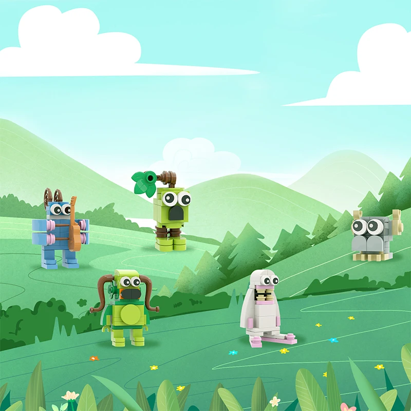 

MOC C9317 Поющие Монстры, хор, набор строительных блоков, мини-версия, милые фигурки из песен, кирпичи, игрушка «сделай сам» для детей, подарок на день рождения