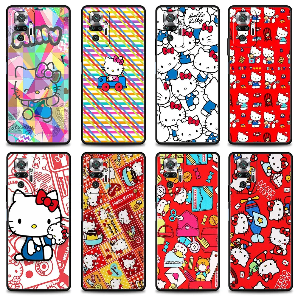 

Smartphone Case For Xiaomi Redmi Note 9s 9 9t 11t 8t 7 10 8 Pro Max redmi 9 9a 9c 8 k40 7A 10 Coque Cartoon Hello White Cat