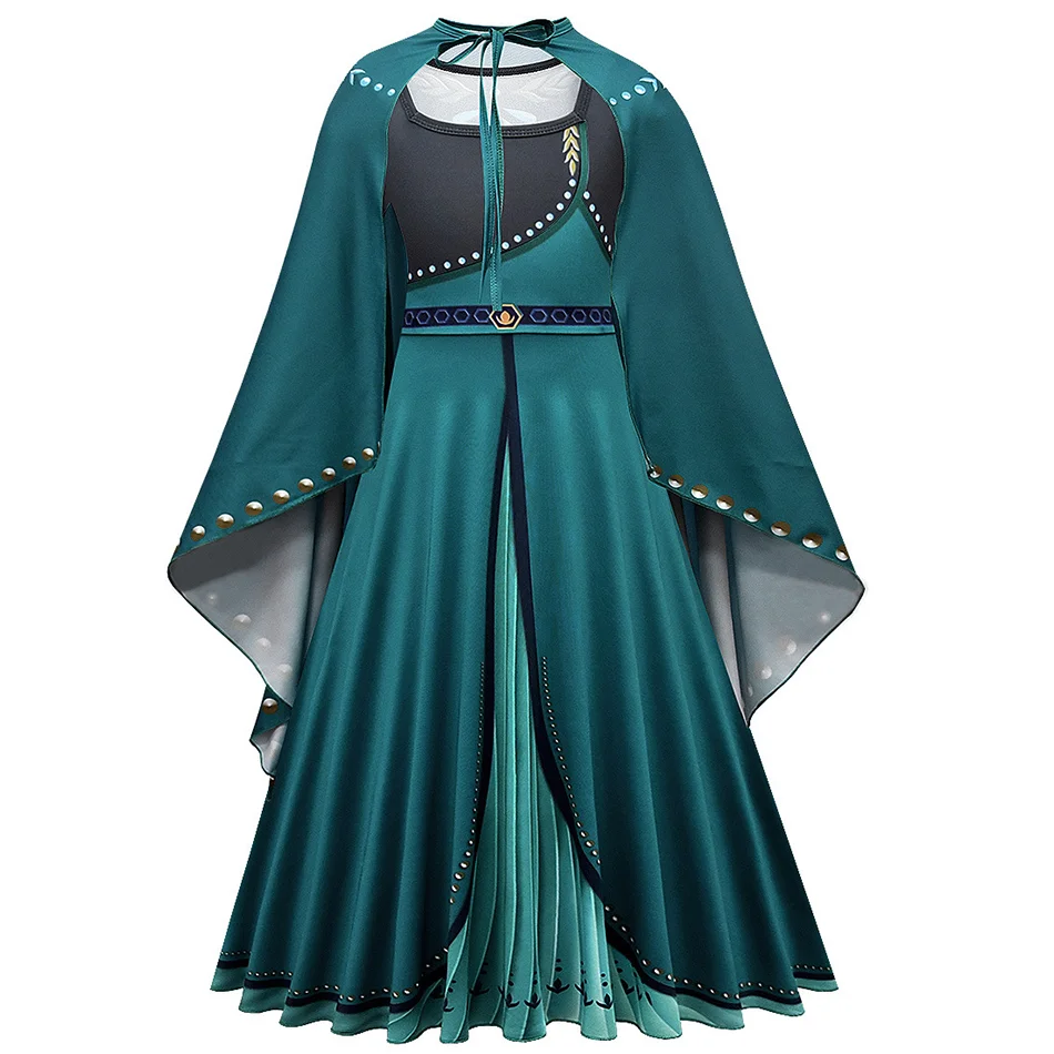 Disney Frozen 2 Princess Dress For Girls Snow Queen Elsa Anna Halloween Cosplay Costume Carnival Birthday Party Kids Clothes Set images - 6