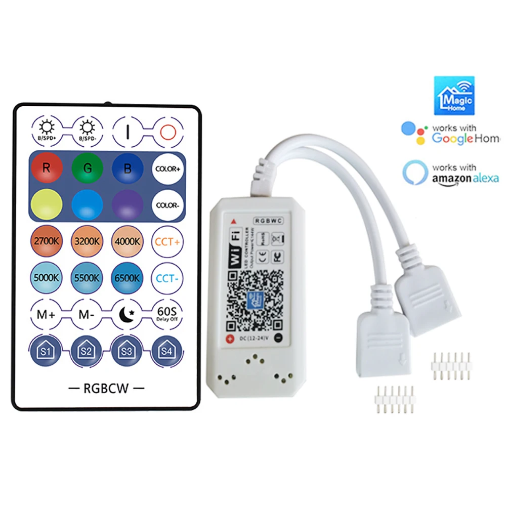 Смарт-Пульт ДУ RGBCCT RGBWC WiFi 12-24 В с пультом для светодиодной ленты 5050 RGB + CCT |