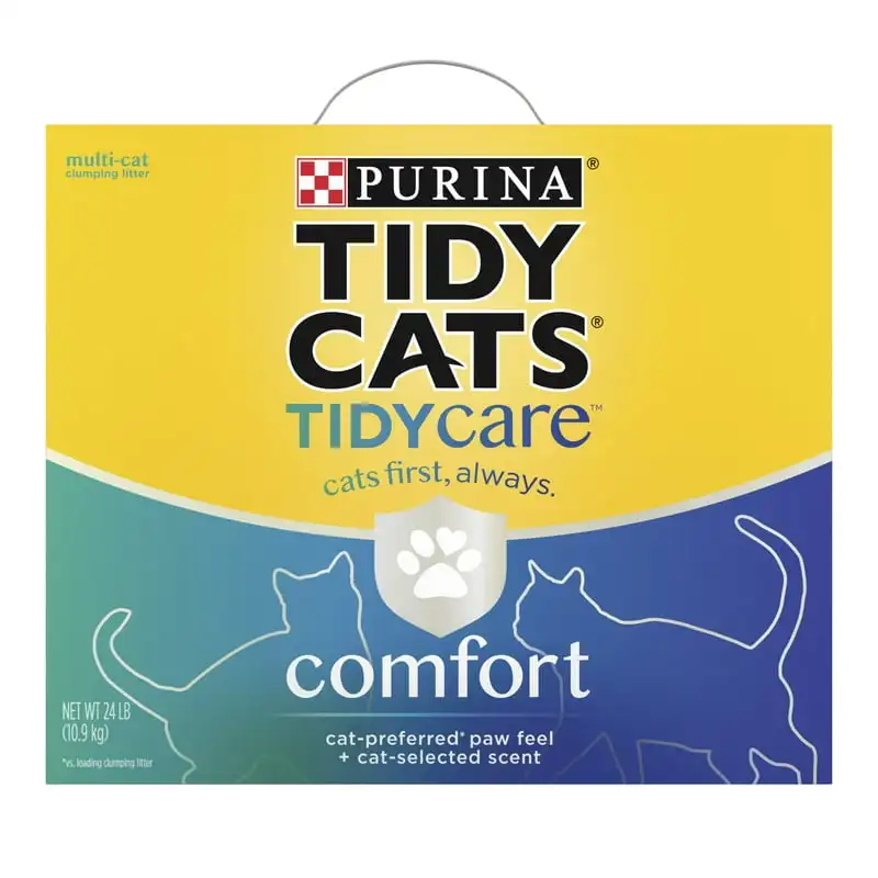 

Multi-Cat Scented Clumping Cat Litter, Tidy Care Comfort Low Dust Formula, 24lb Box Cat tower Cats litter box small Cat tree Lar