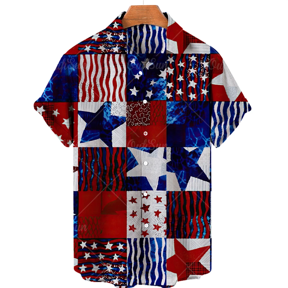 

2022 New Hot Fashion Men's Hawaiian Shirts American Flag 3d Printing Tide Cool Male Casual Tops Summer Breathable Short Sleeves