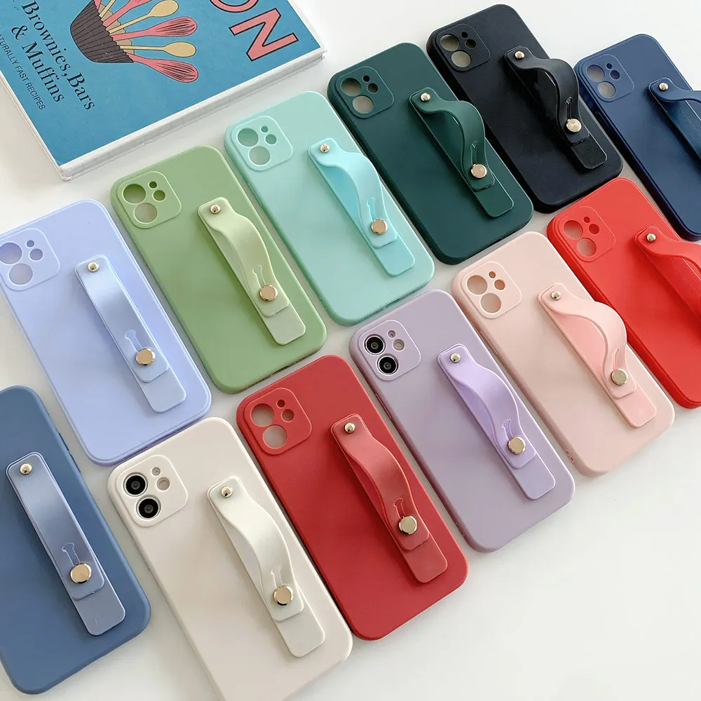 

SoCouple Phone Holder Case For iphone 13 Pro Max 11 12 Pro XR Xs max Soft TPU Wrist Strap Case For iphone 7 8 plus SE Back Cover