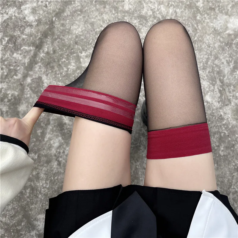 

Silicone antiskid red stockings sexy ultra-thin black thigh stockings the hook silk silk stockings interest temptation