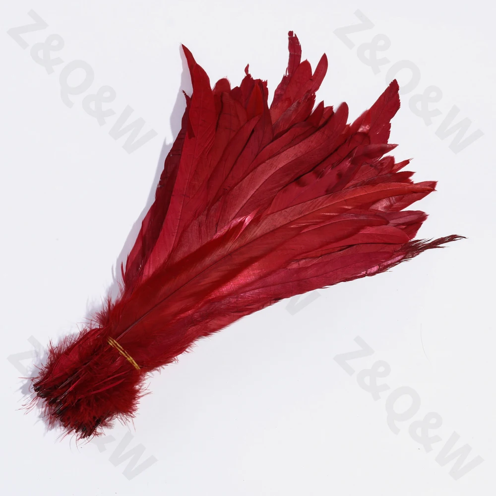 

Beautiful 30-35CM/12-14 inch rooster tail feathers dyed wine red 100 PCS DIY costume show decoration headdress crafts materials