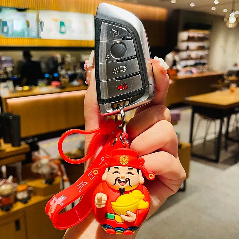 

God Of Wealth Key Chain Men And Women's Car Keychain Bag Hanging Decoration Pendant Good Meaning New Year Key Chain Accessories