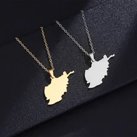 wangaiyaos new ethnic style afghanistan map pendant necklace glossy geometric stainless steel pendant for men and women
