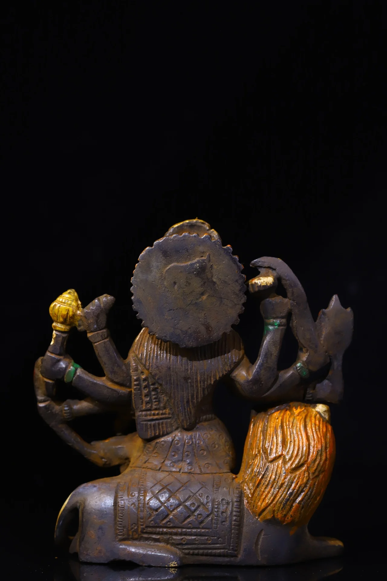 5-дюймовая коллекция тибетского храма старая бронзовая окрашенная статуя с