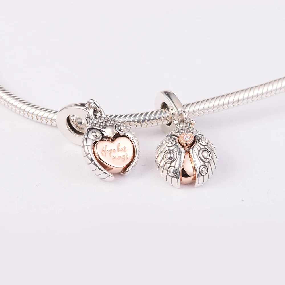 Free Shipping Items Club 2022 Ladybird & Heart 925 Sterling Silver Crystals Beads Accessories For Women DIY Jewelry Making