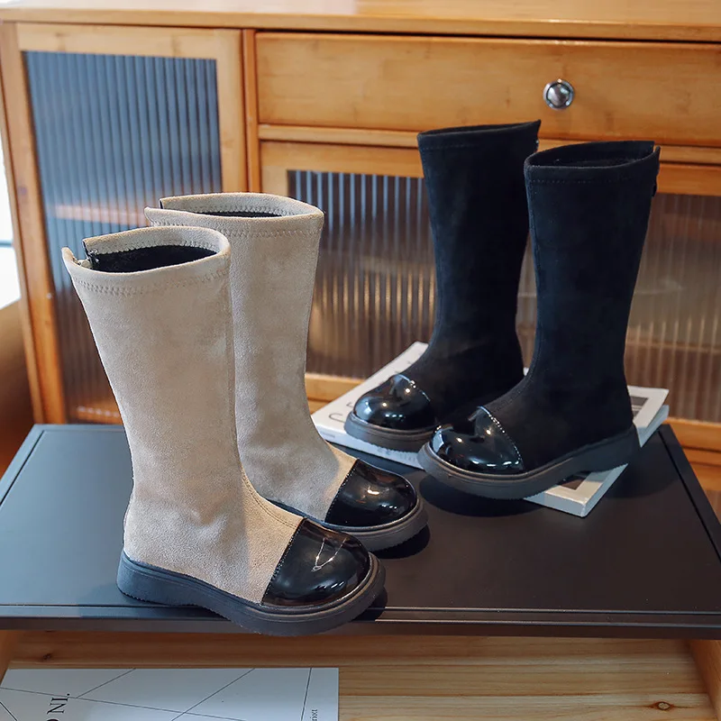 

Girls Long Boots 2022 Autumn and Winter New Flat Assorted Round-toe Versatile Princess Fashion Child Thin Cotton Casual Boots