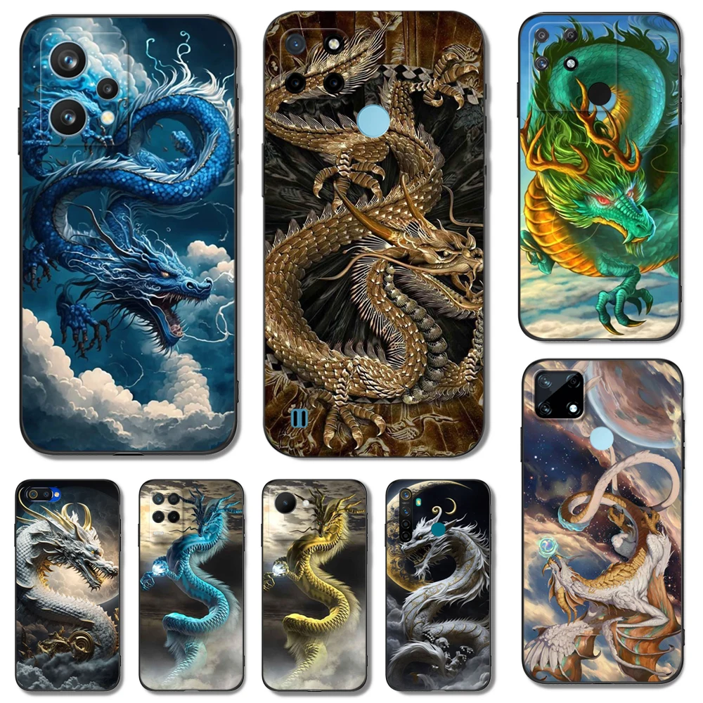 

Black tpu Case For Realme C3 C30S C33 GT2 PRO C35 C20 C21 C21Y C25 C25Y C25S C11 2021 2020 cover Fashion Chinese Dragon