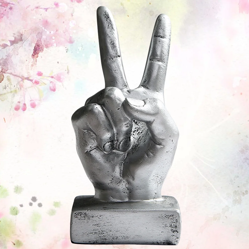 

1PC Gestures Model Ornament Household Resin Decoration Creative Victory Gesture Desktop Adornment for Sample Room Office Home