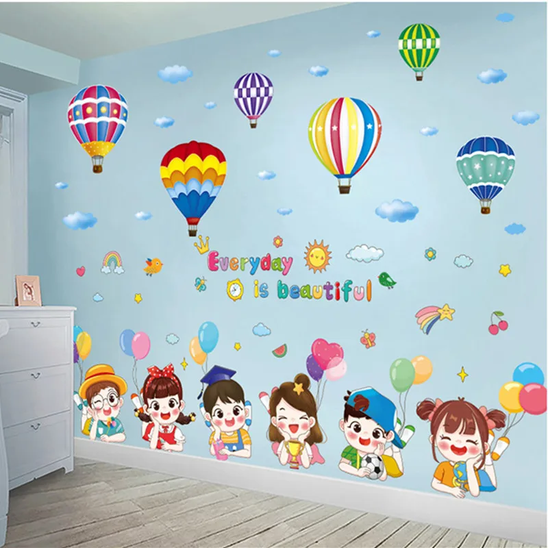 

Cartoon Children Wall Stickers Vinyl DIY Hot Air Balloons Mural Decals for Kids Rooms Baby Bedroom Nursery Home Decoration