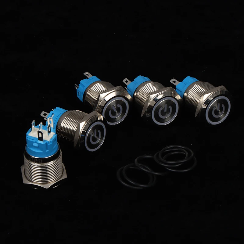 Металлическая кнопка с лампой 19 мм водонепроницаемая автоматический сброс