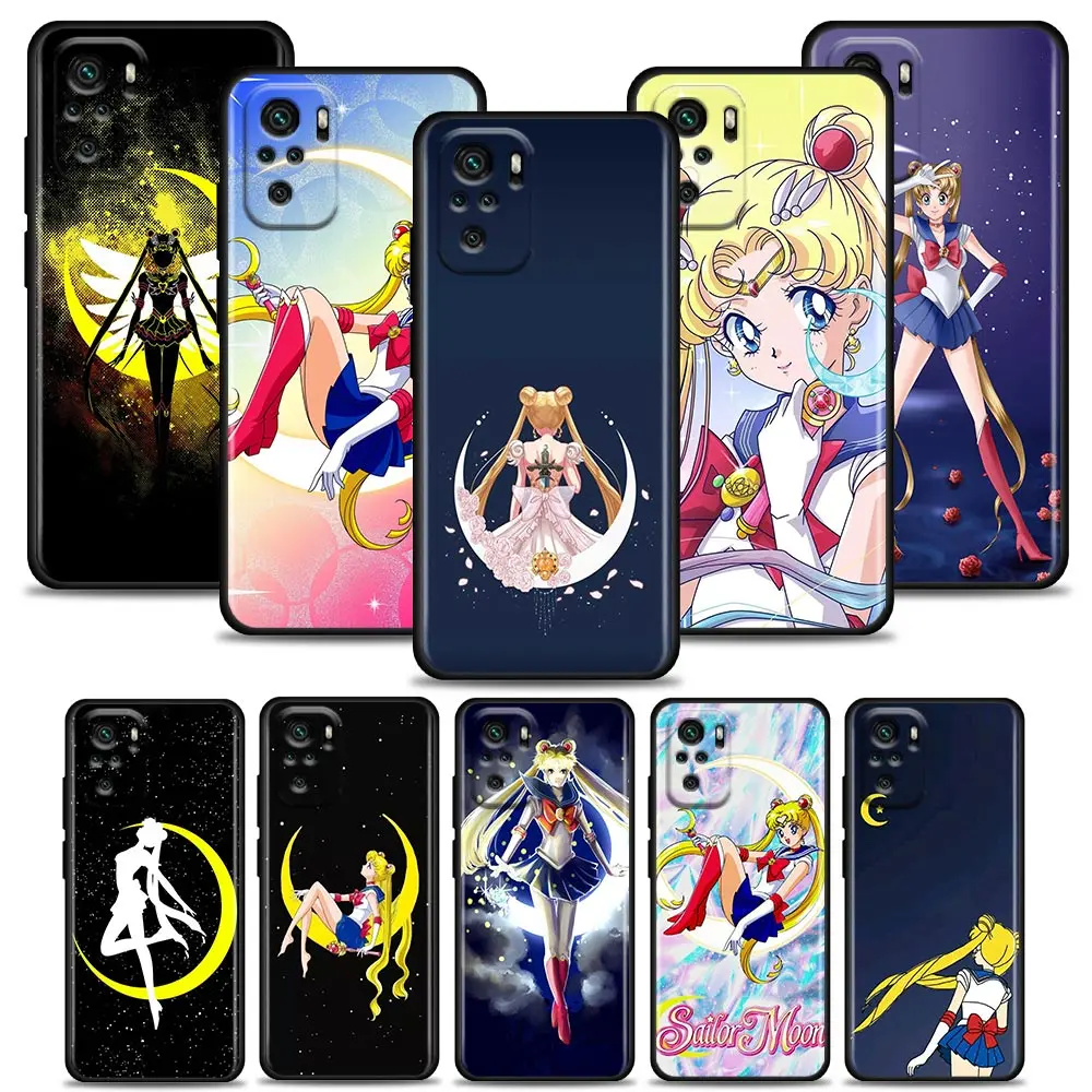 

Luxury Sailor Moon Usagi Phone Case for Redmi Note 7 8 8T 9 9S 9T 10 11 11S 11E Pro plus 4G 5G Soft Silicone Case BANDAI