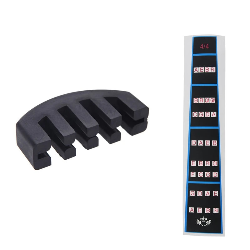 

1Pcs Rubber Mute Silencer 4/4 Violin Fiddle Slight Practice Black & 1Pcs Violin Finger Guide /Fingerboard Sticker Fret Guide Lab