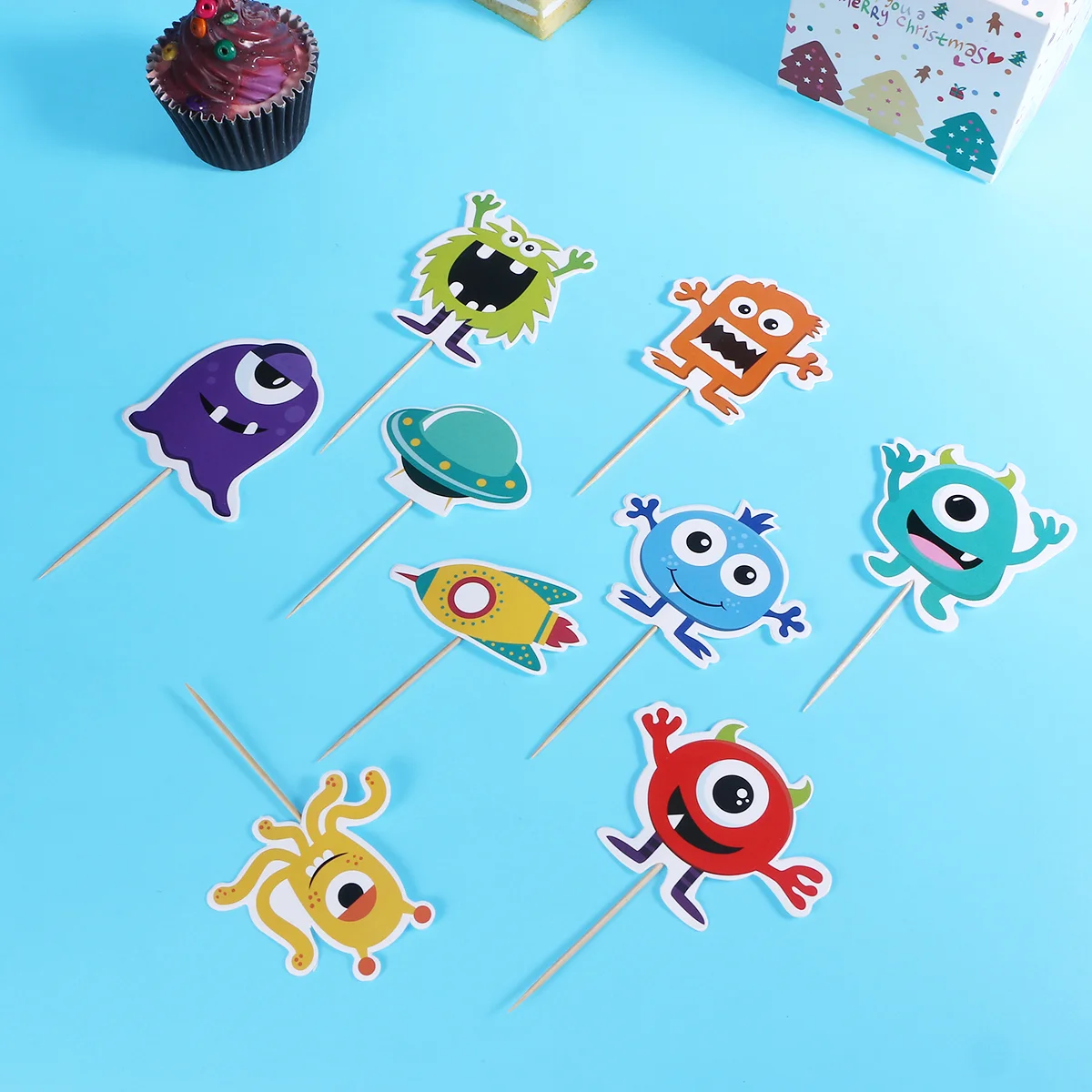 

Pickstoppers Cupcake Desserttoothpick Little Decoration Birthdayice Flags Creamcocktail New Summer Animal Appetizers Year