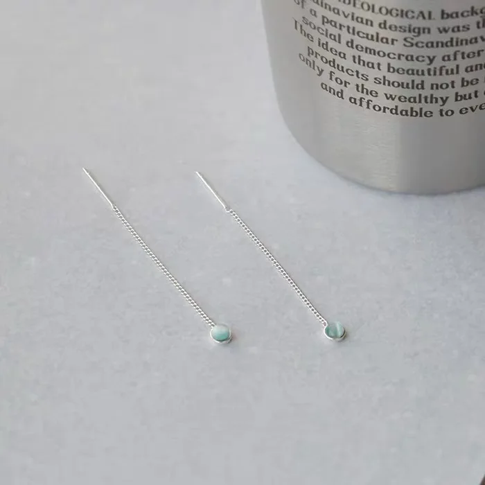 

Genuine 925 Sterling Silver sweet beads Sky Blue Round Earrings suitable for women's wedding S925 jewelry