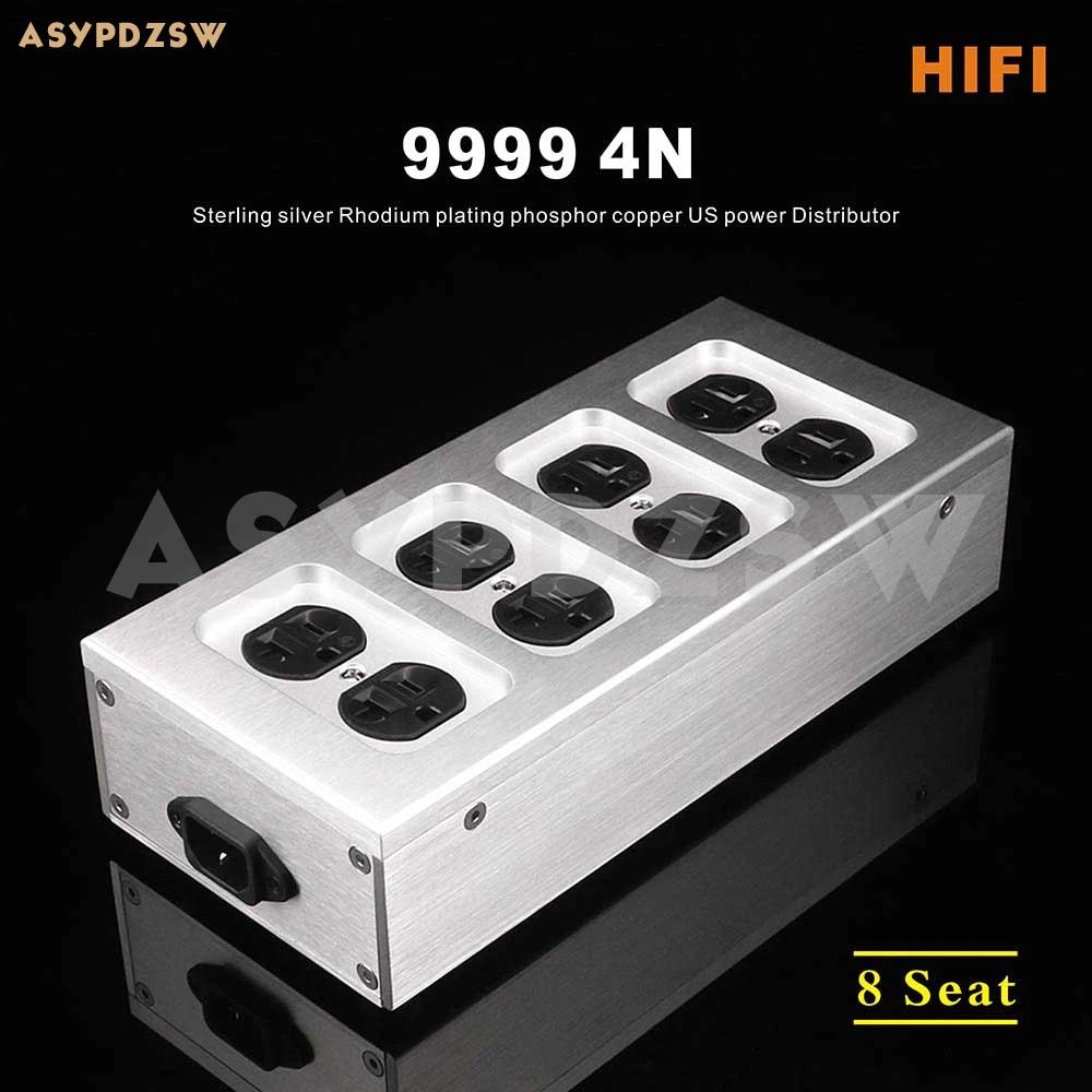 HIFI 9999 4N plata esterlina rodio chapado cobre fosforoso distribuidor de Energía de EE. UU. 8 asiento