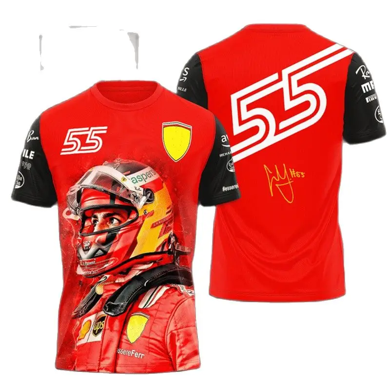 

2022 verão venda quente camisetas masculinas, f1 topos espanha sainz esportes ao ar livre casual mangas curtas fórmula 1 oversiz