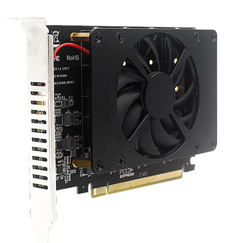 PCIEX16 NVME M2 MKEY SSD RAID-массив адаптера расширения, материнская плата, разделенная карта PCIE с охлаждающим вентилятором, простая в использовании