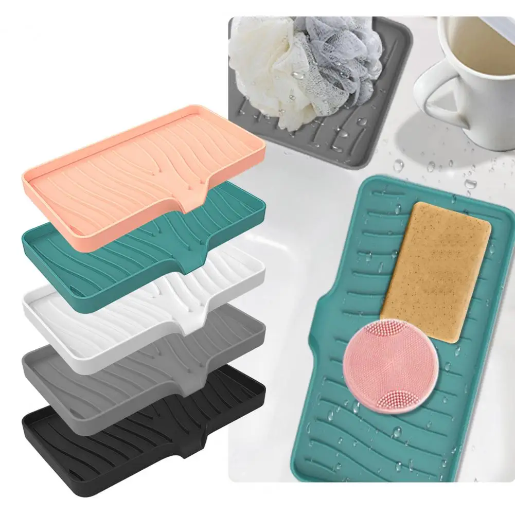 

Durable Silica Gel Easy to Clean Multipurpose Sink Splash Drying Mat for Home Sink Tray Soap Dispenser Faucet Mat