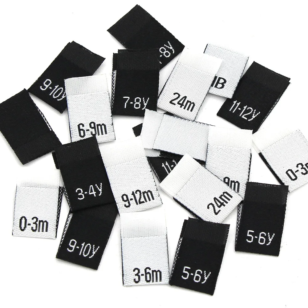 100 шт. бирки для одежды белая черная этикетка размера с номером возраста складная
