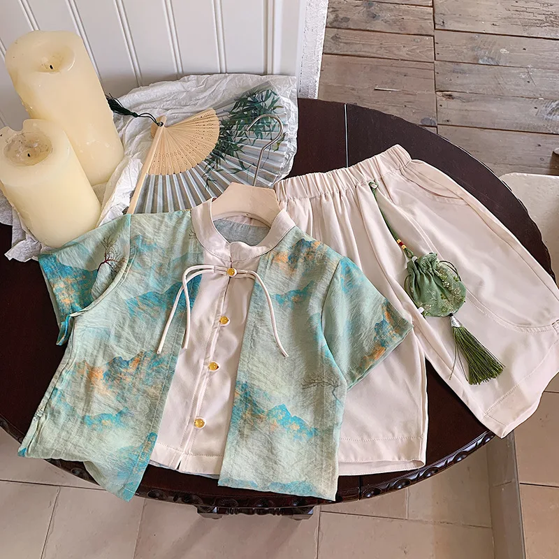 Аксессуары для мальчиков летняя новая детская одежда из двух предметов модная