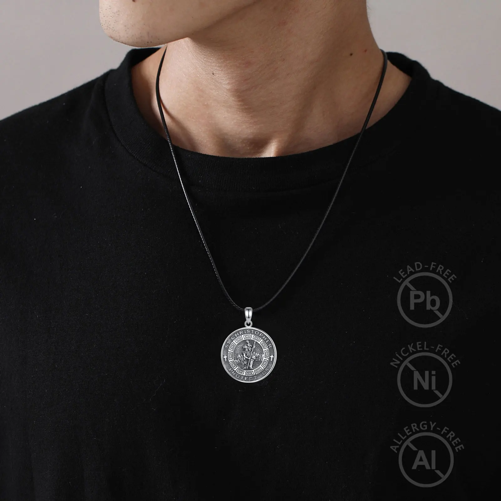 Эудора 925 стерлингового серебра st christopher Ожерелье для мужчин женщин винтажный saint