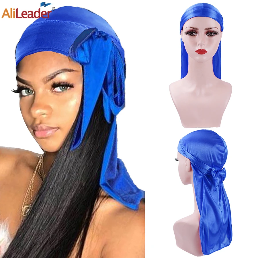 

Длинная шелковая атласная Шапка-тюрбан, головной убор Durag, шелковая шапка пирата, тюрбан, головные уборы унисекс, мужские, женские, мужские г...