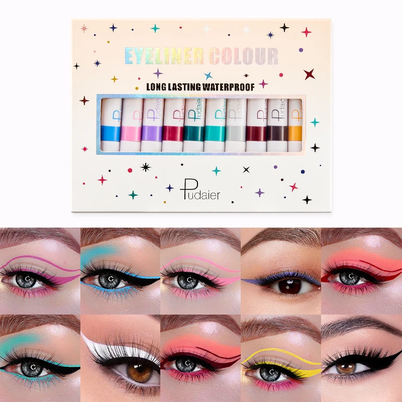 

Pudaier 12pcs Colorful Liquid Eyeliner Pen Set Eyes Makeup Waterproof Long Lasting Quick Drying Eye Liner Pencil Matte Cosmetics