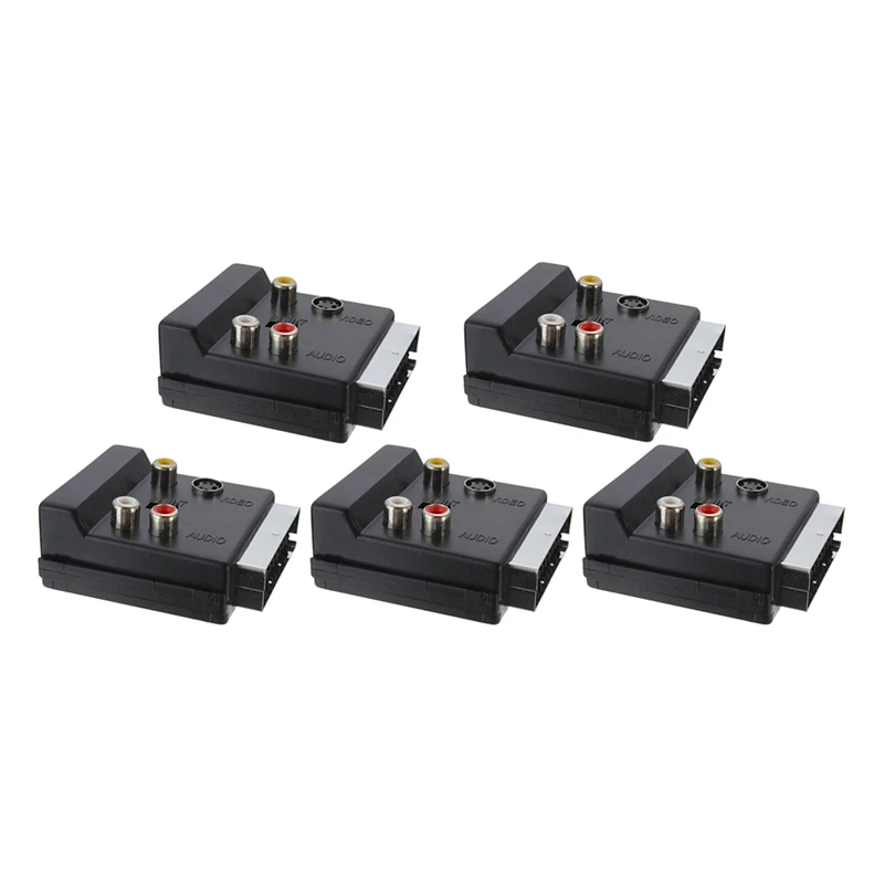 

21 Pins SCART Male Plug To 3 RCA Female AV TV Audio Video Adaptor Converter (5PCS/Pack)
