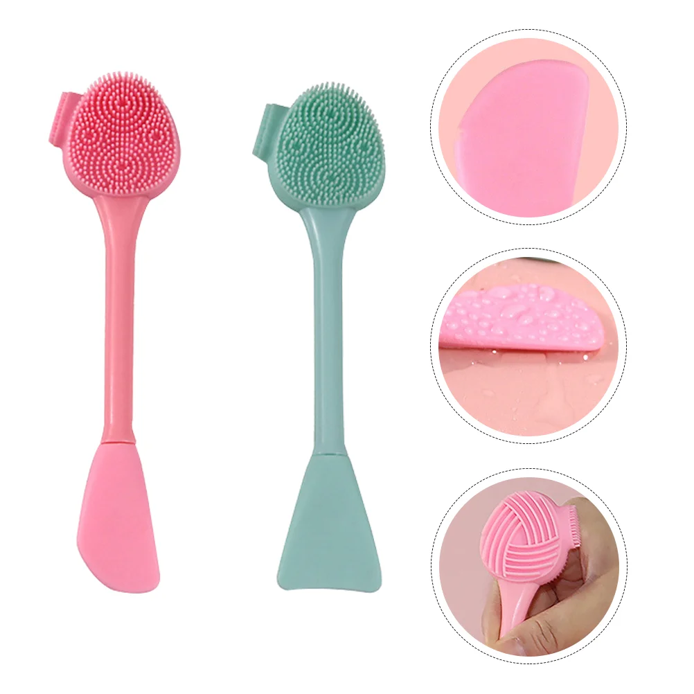 

Face Brush Facial Silicone Double Brushes Ended Scrubber Applicator Cleaning Makeup Deep Exfoliating Sided Scraper Spatula Wash