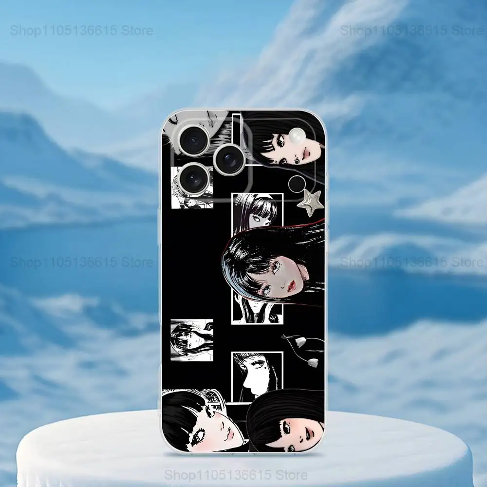 Фото Comics T-Tomie J-Junji ito Phone Case For iPhone 16,15,14,13,12,11,17 Pro,Max,Plus,X,XS,XR,SE,Mini Transparent Soft Cover №5