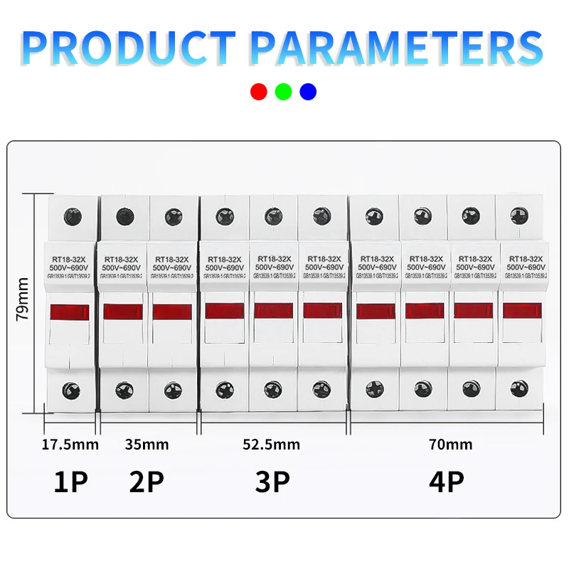 RT18-32X 1-4P 32A 63A 125A Din Rail mounting Fuse Holders Holder Base 1Pole for 10x38mm link size AC690V 500V