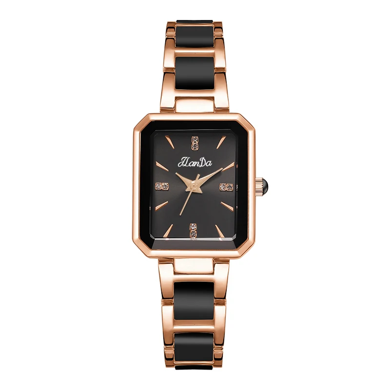JLANDA 2023 Fashion Square Black Dial Ladies Exquisite Atmosphere Luxury Quartz Watch Stainless Steel Strap Waterproof Watches