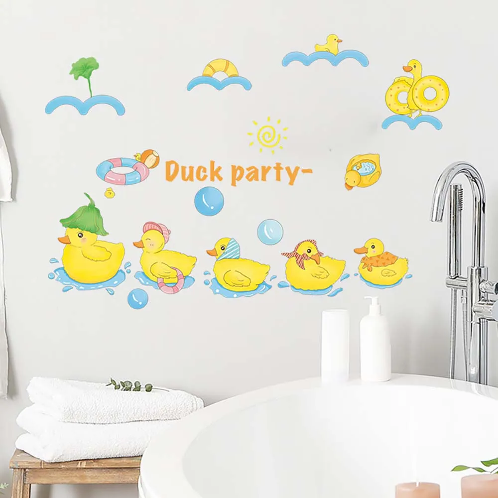 

Wall Stickers Cute Cartoon Yellow Duck Wall Decoration Bathroom Glass Layout Easy to Replace Environmental Protection