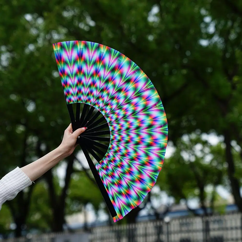 

Большой складной ручной вентилятор для женщин и мужчин Chinease/японский градиентный цветной светоотражающий складной веер для фестиваля танцев Gi Y2p0