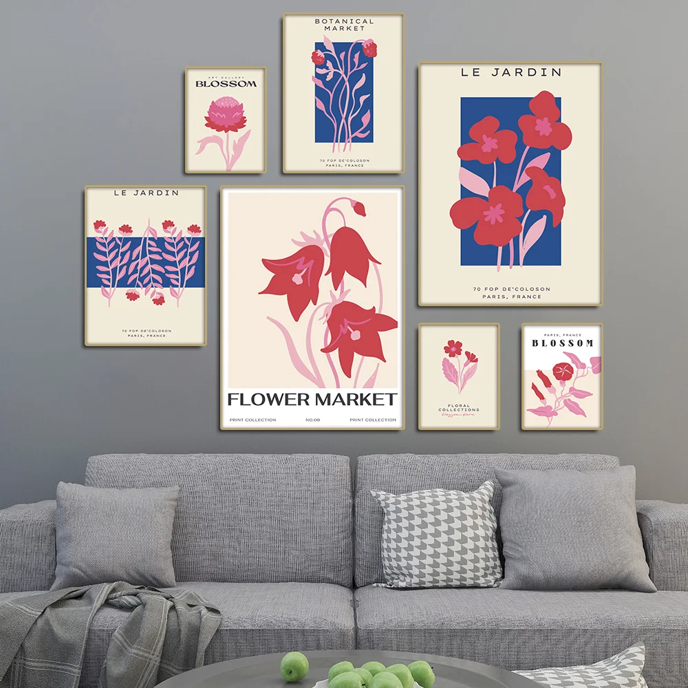 

Flower Market Abstract Canvas Poster Wall Art Painting Morning Glory Blossom Nordic Posters And Prints for Living Room Decor